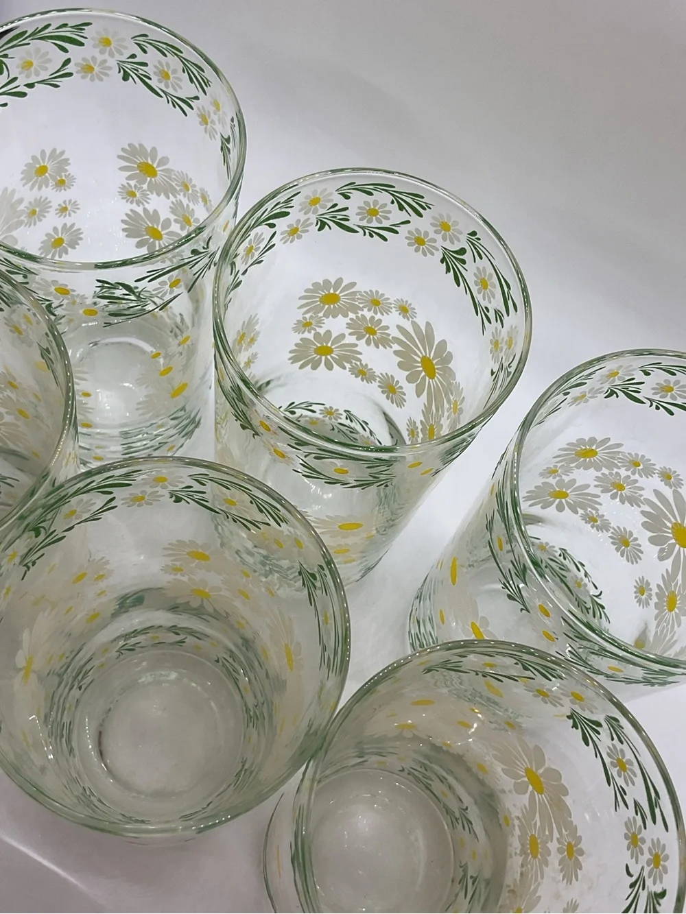 Vintage Culver Set of 6 Daisy-Print Drinking Glasses